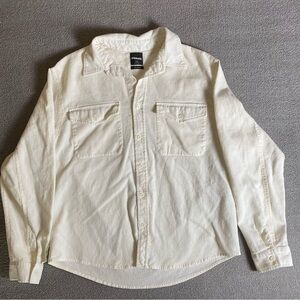 RSQ Men’s Cream Waffle Button-Up Shirt